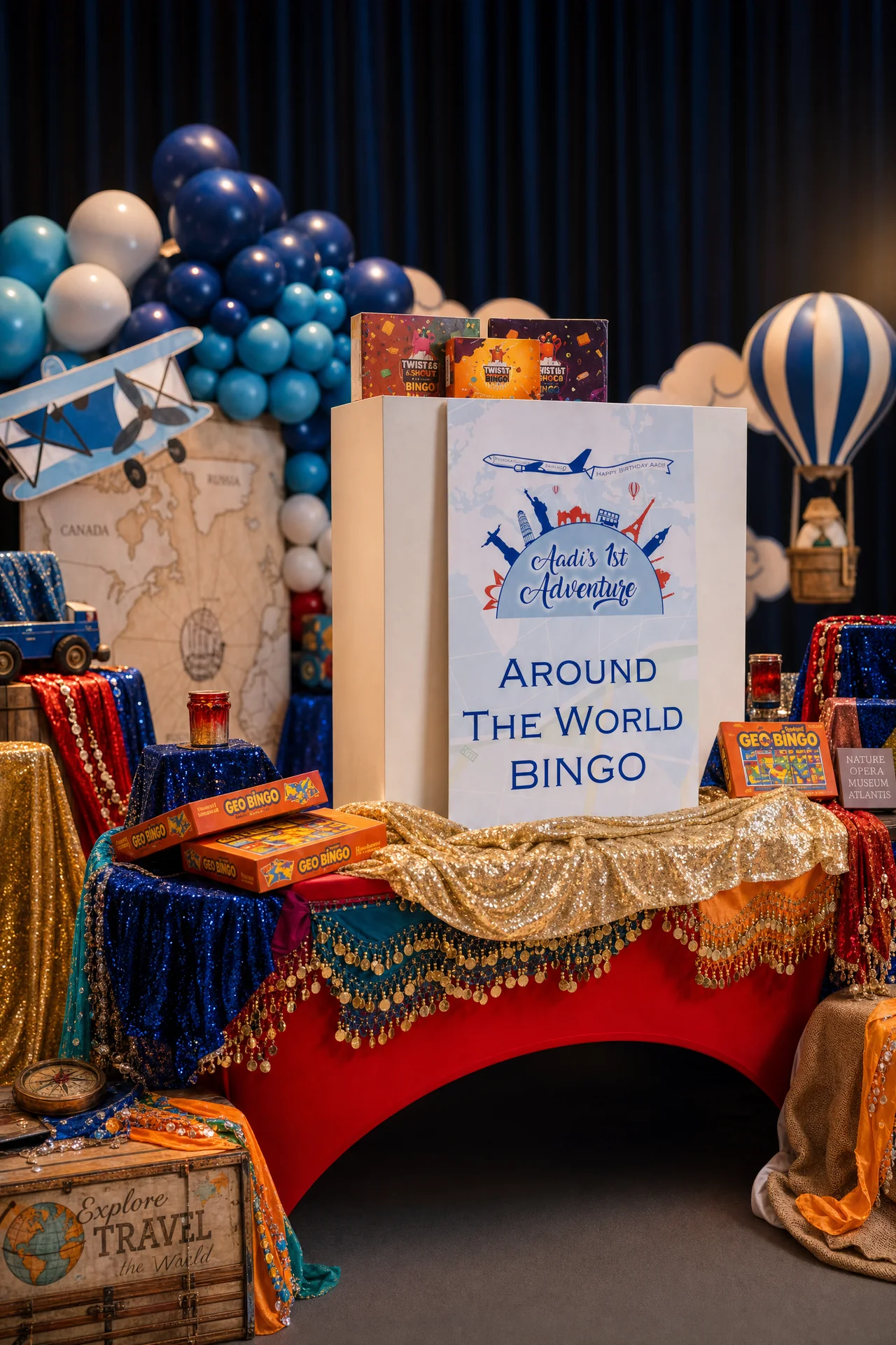 Around the world bingo activity at the party