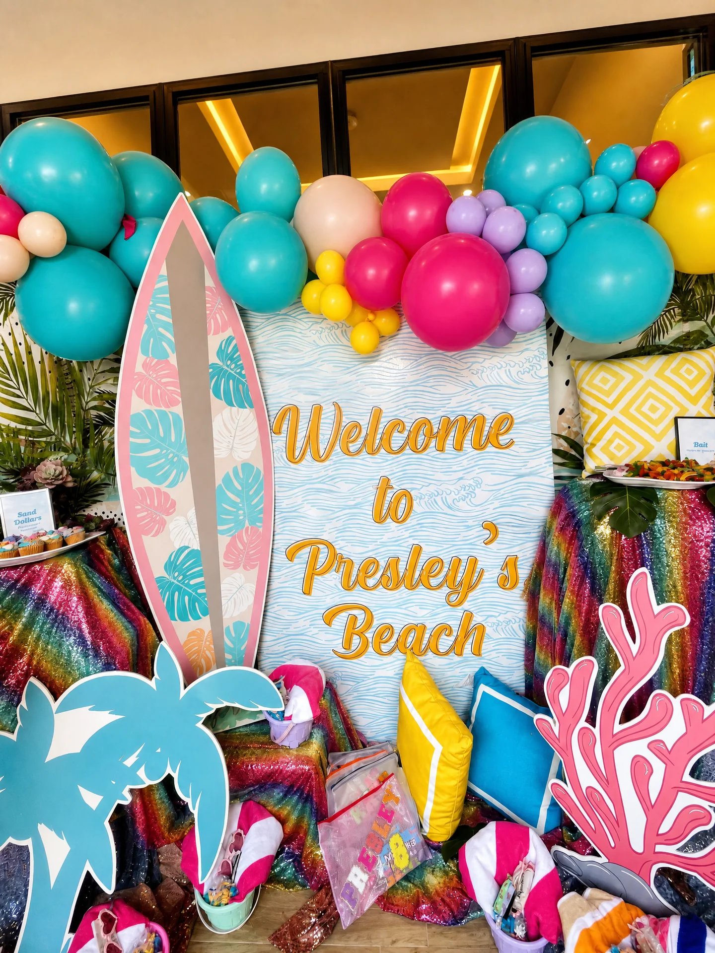 Presley’s Beach Bash: celebration detail 5 from a Poppin Kids birthday party in Houston