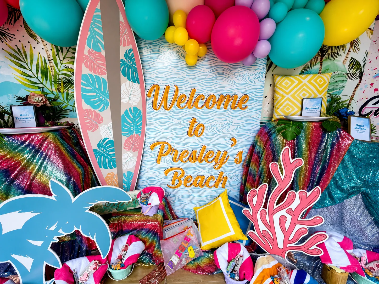 Presley’s Beach Bash: celebration detail 4 from a Poppin Kids birthday party in Houston