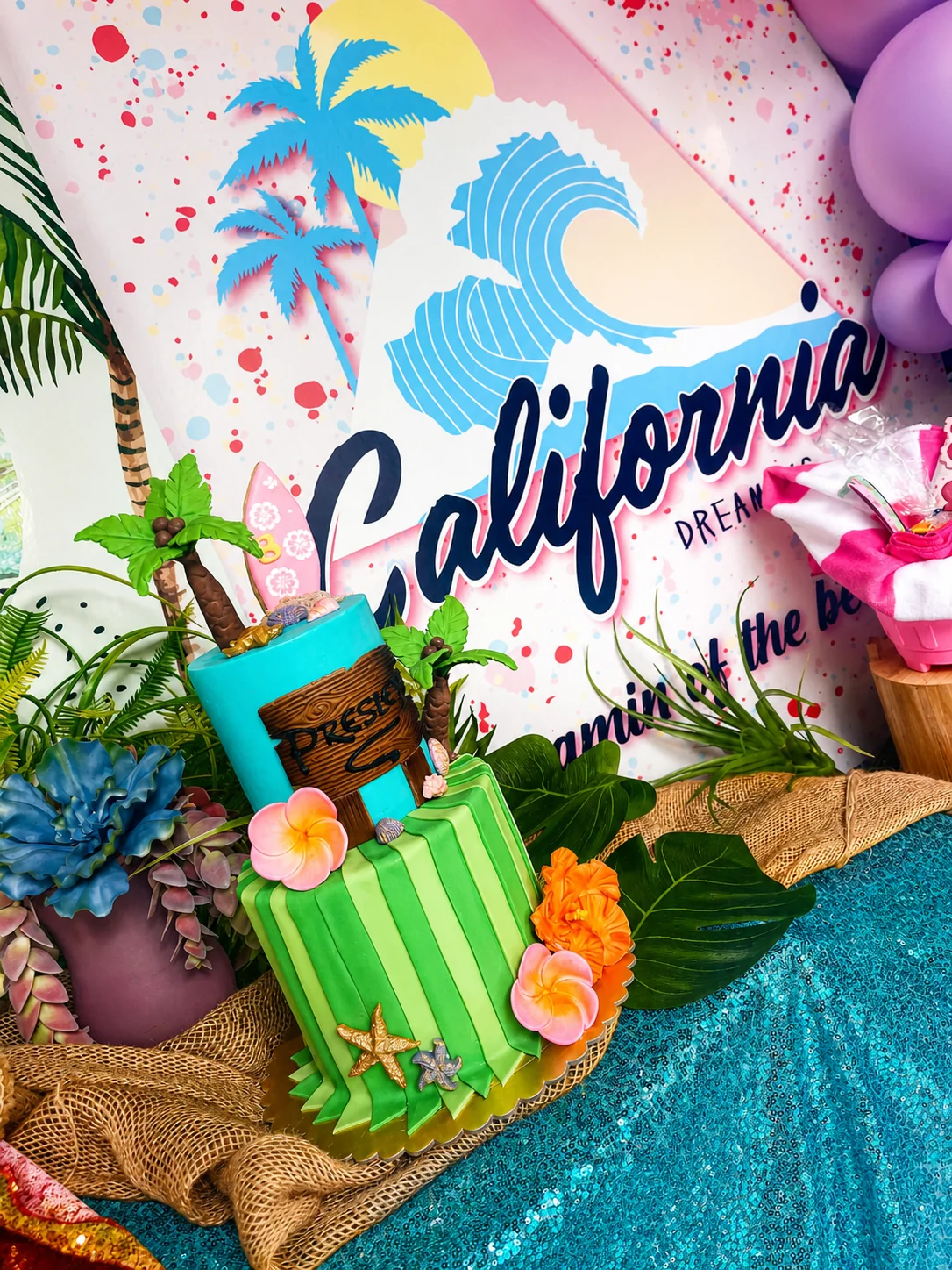 Presley’s Beach Bash: celebration detail 2 from a Poppin Kids birthday party in Houston