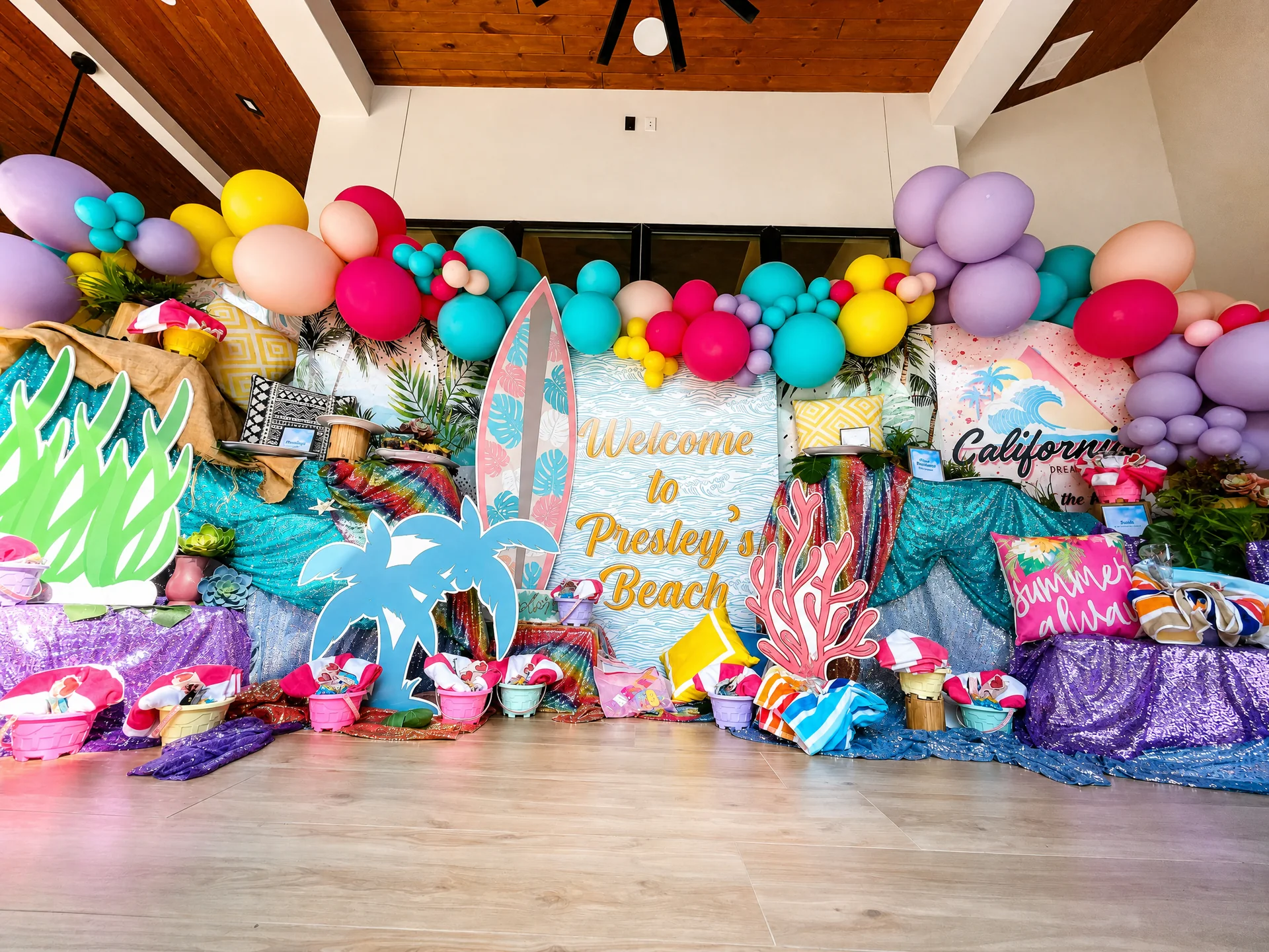 Presley’s Beach Bash: celebration detail 1 from a Poppin Kids birthday party in Houston