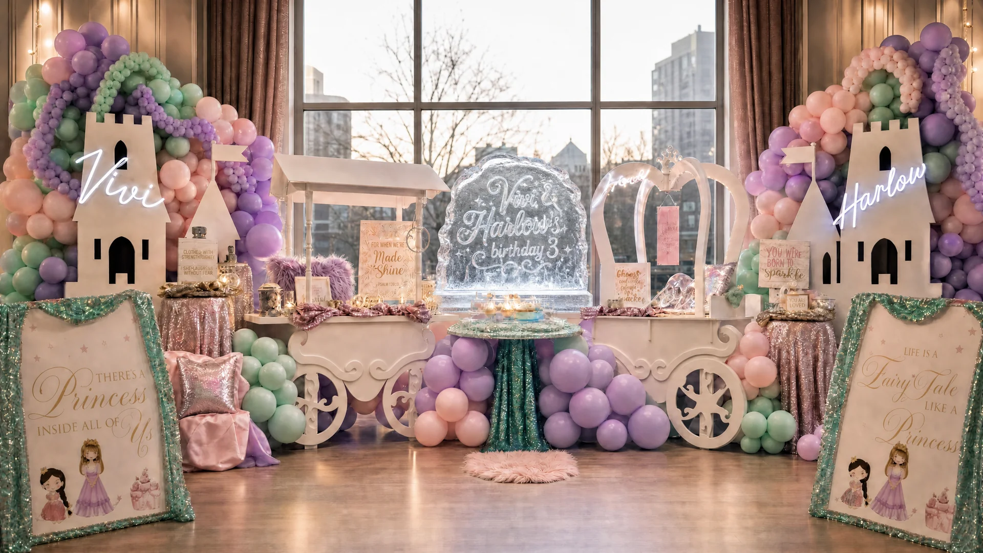 Harlow's Princess Birthday: 02 castle dessert ice sculpture
