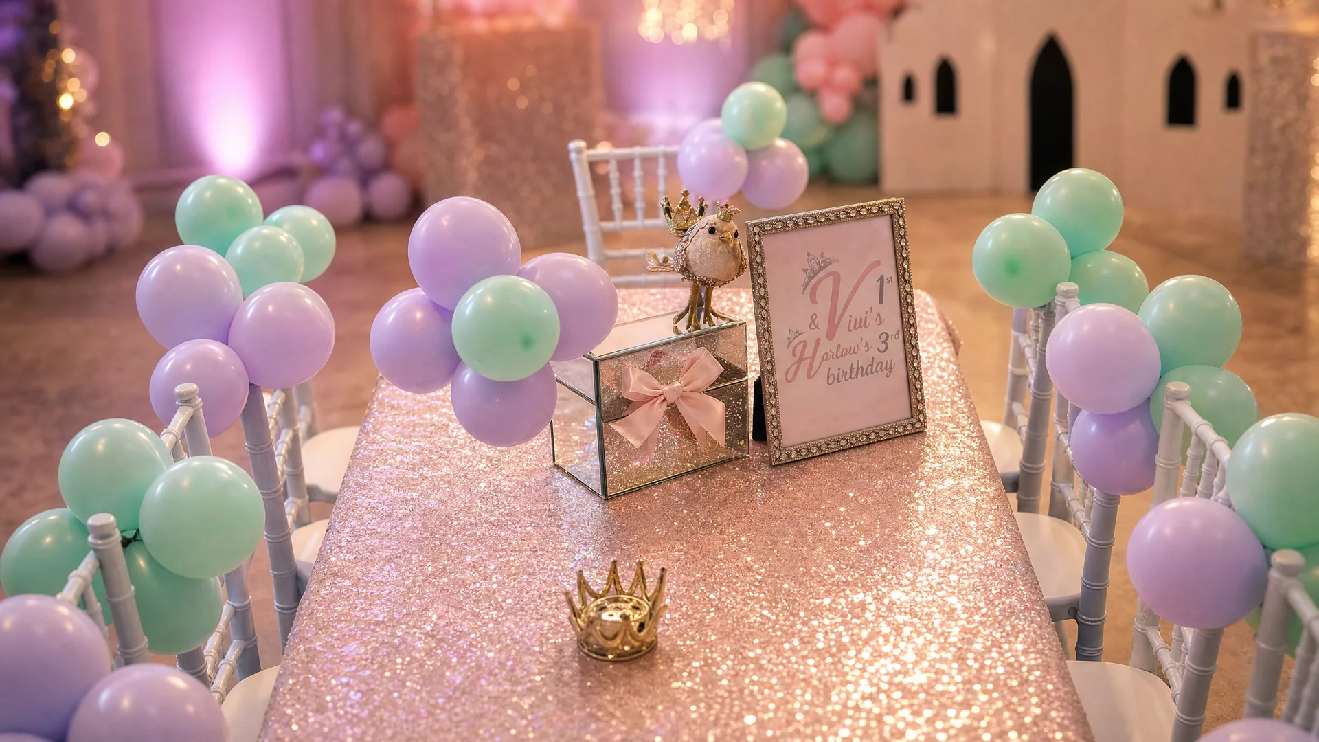 Harlow's Princess Birthday: 03 kids table detail