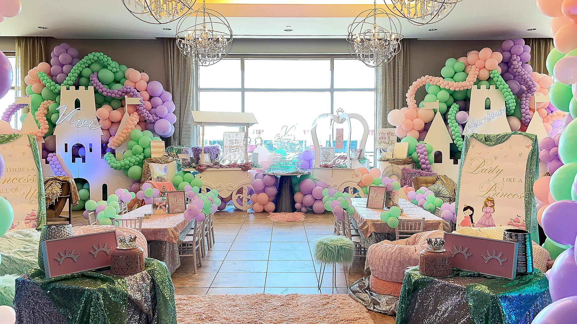 Harlow & Vivi’s Princess Birthday Party: celebration detail 12 from a Poppin Kids themed birthday in Houston