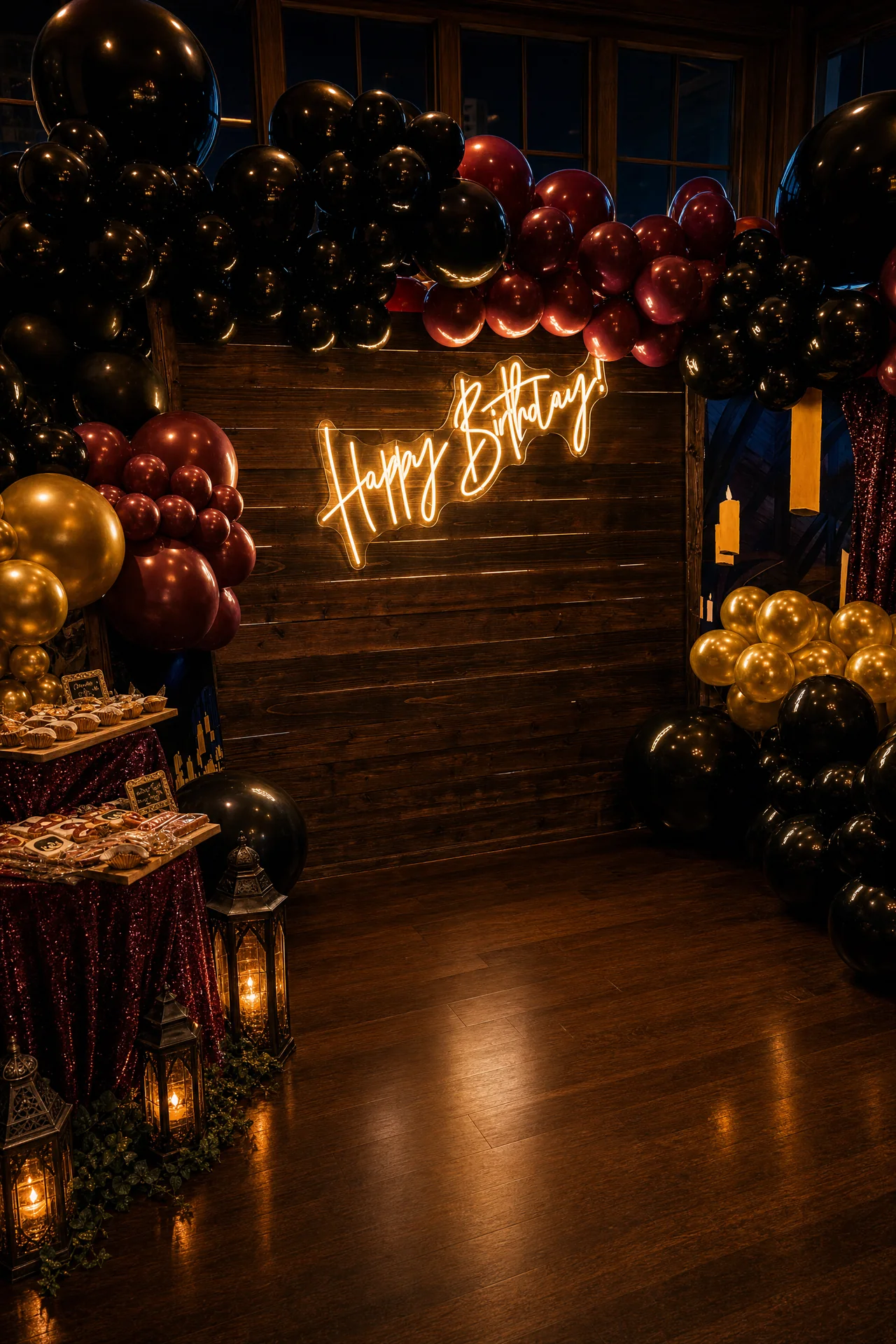 Aida & Adam's Harry Potter Birthday: 10 neon birthday backdrop