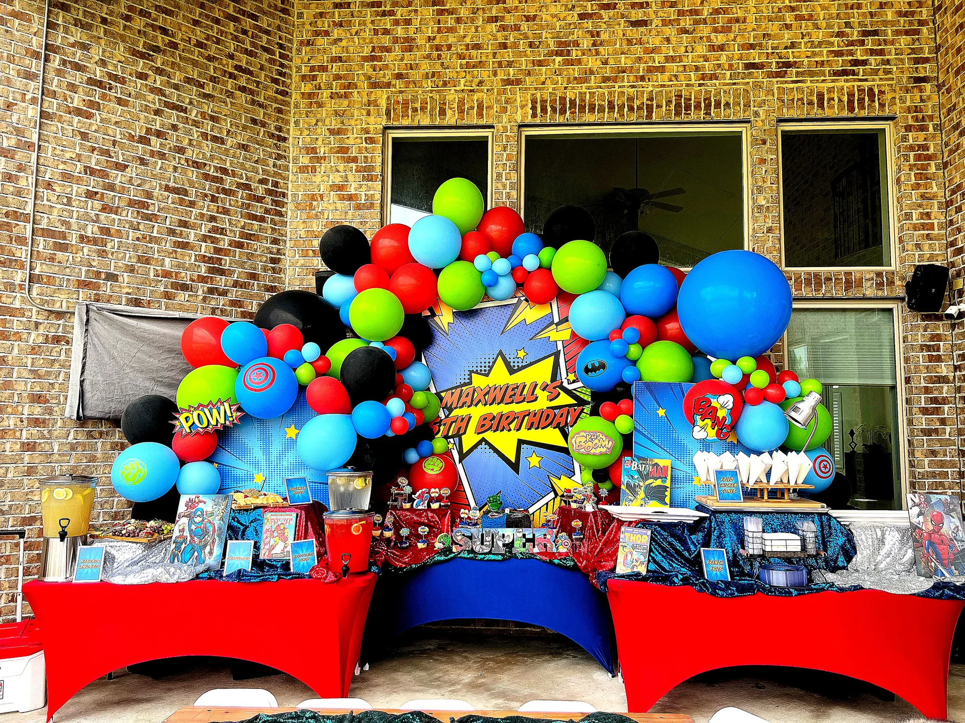 Maxwell’s 5th Superhero Birthday Party: celebration detail from a Poppin Kids 5th birthday in Memorial City