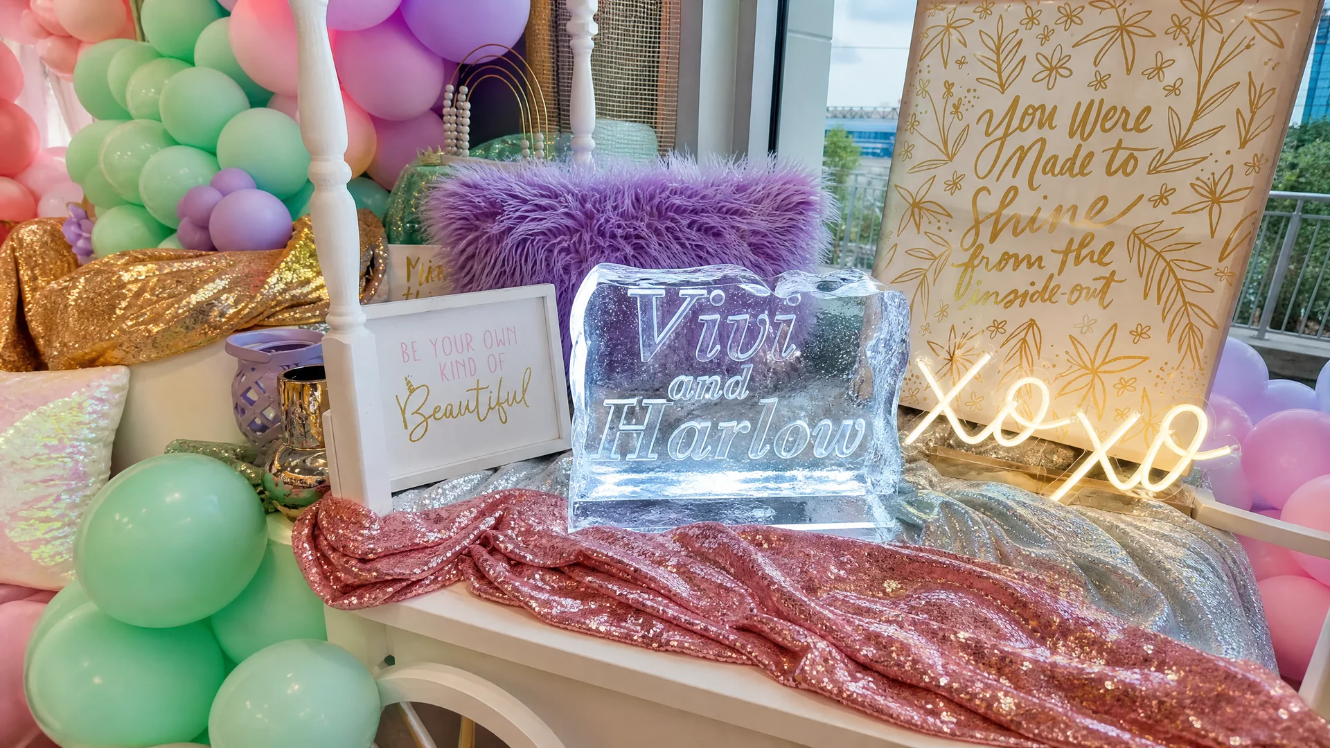 Harlow & Vivi’s Princess Birthday Party: celebration detail 7 from a Poppin Kids themed birthday in Houston