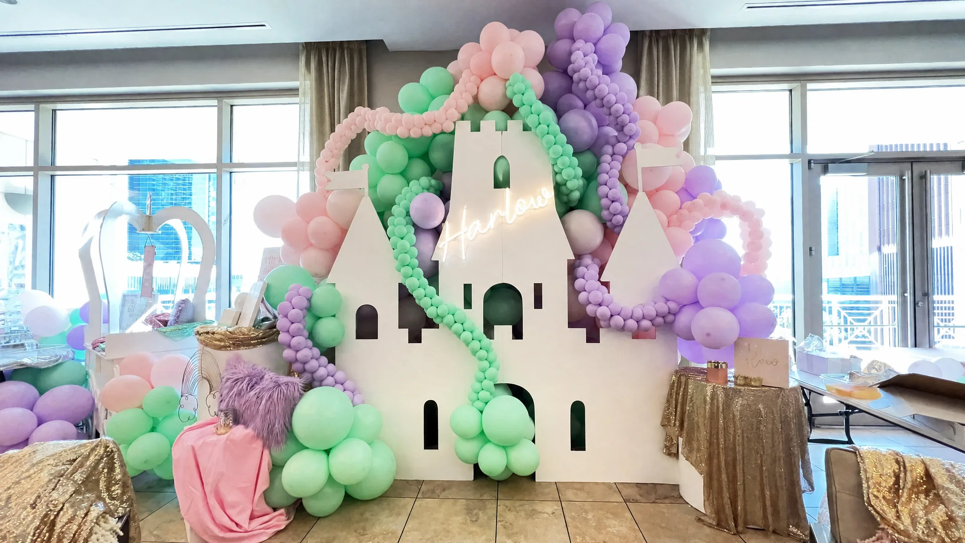 Harlow & Vivi’s Princess Birthday Party: celebration detail 21 from a Poppin Kids themed birthday in Houston