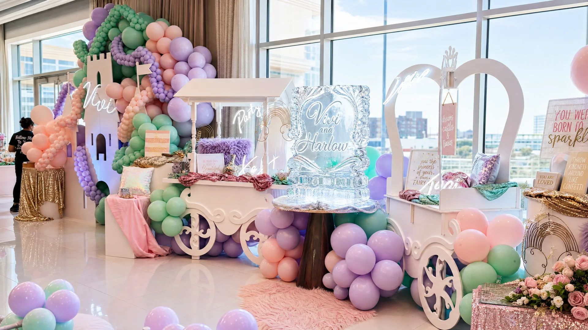 Harlow & Vivi’s Princess Birthday Party: celebration detail 23 from a Poppin Kids themed birthday in Houston