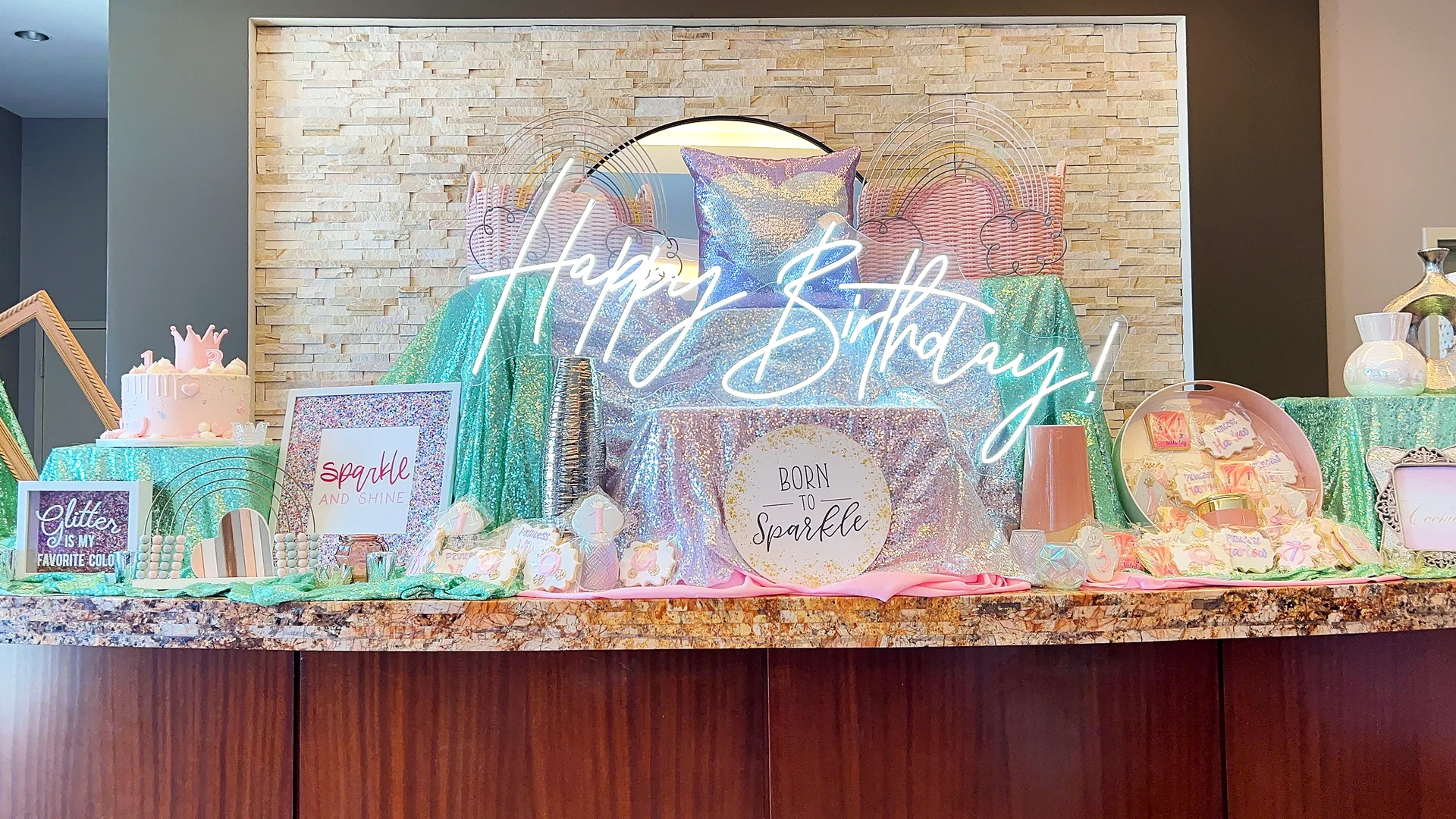Harlow & Vivi’s Princess Birthday Party: celebration detail 4 from a Poppin Kids themed birthday in Houston