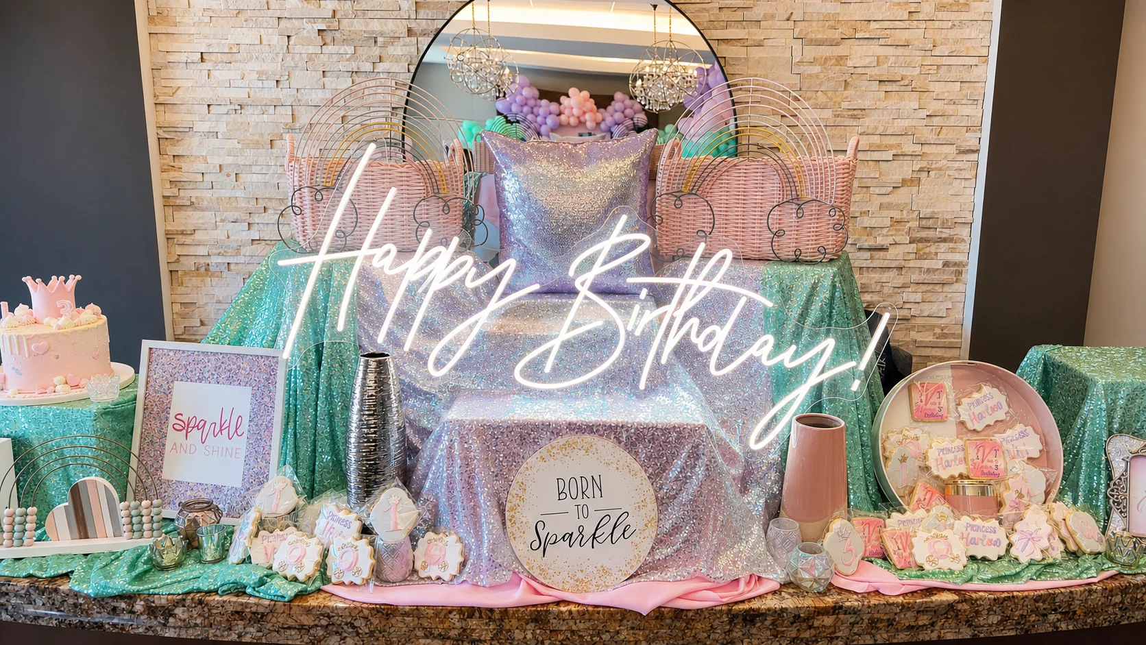 Harlow & Vivi’s Princess Birthday Party: celebration detail 8 from a Poppin Kids themed birthday in Houston