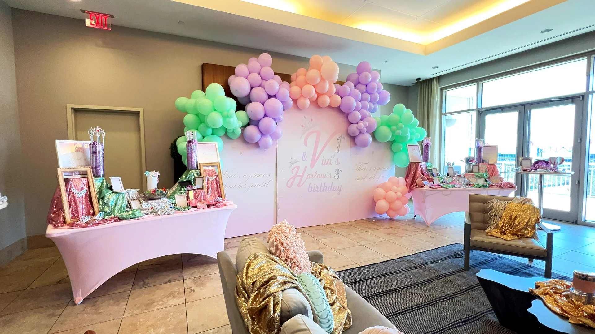 Harlow & Vivi’s Princess Birthday Party: celebration detail 27 from a Poppin Kids themed birthday in Houston