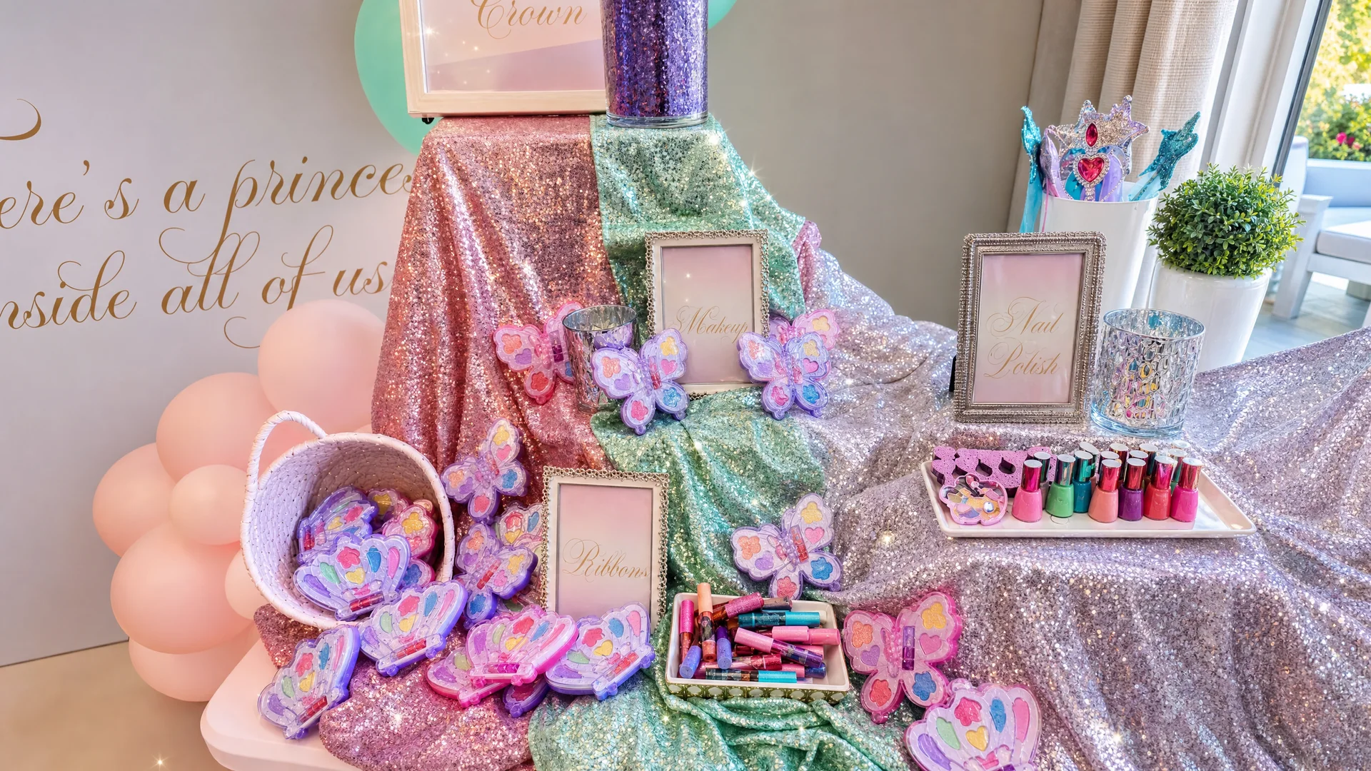 Harlow & Vivi’s Princess Birthday Party: celebration detail 2 from a Poppin Kids themed birthday in Houston