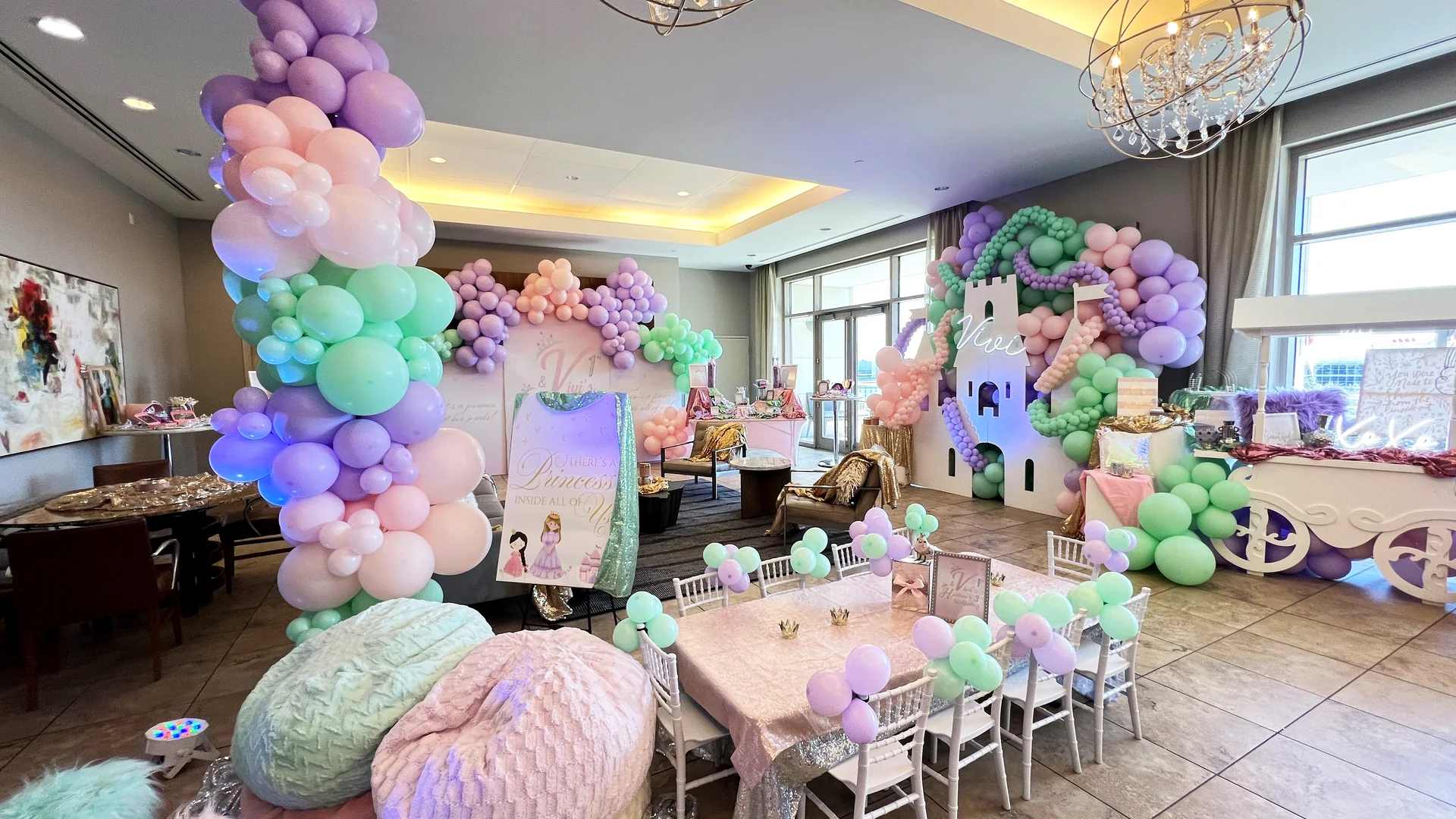 Harlow & Vivi’s Princess Birthday Party: celebration detail 34 from a Poppin Kids themed birthday in Houston