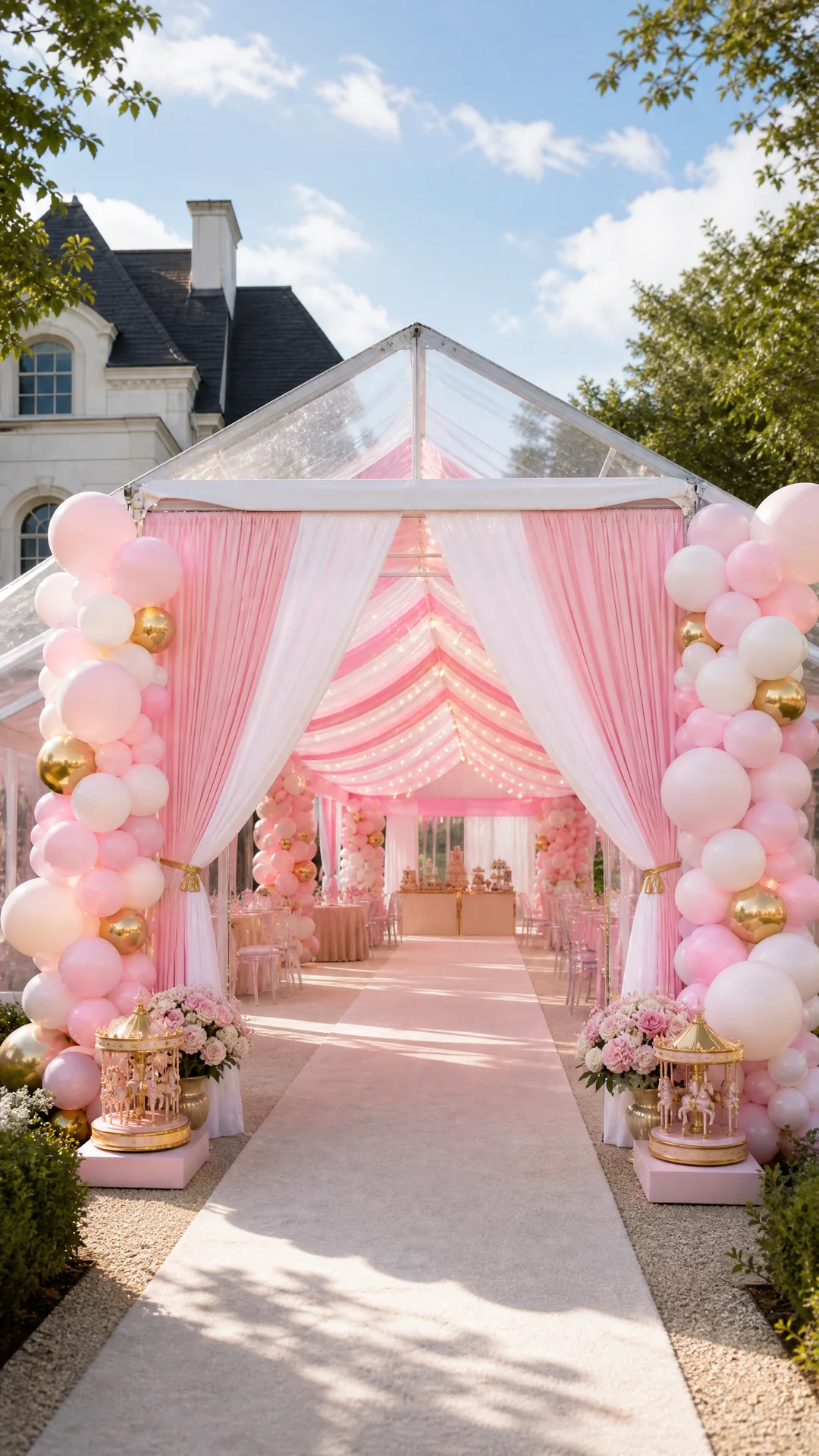 Maddie's Carnival Party: ENTRY 01 draped tent arrival