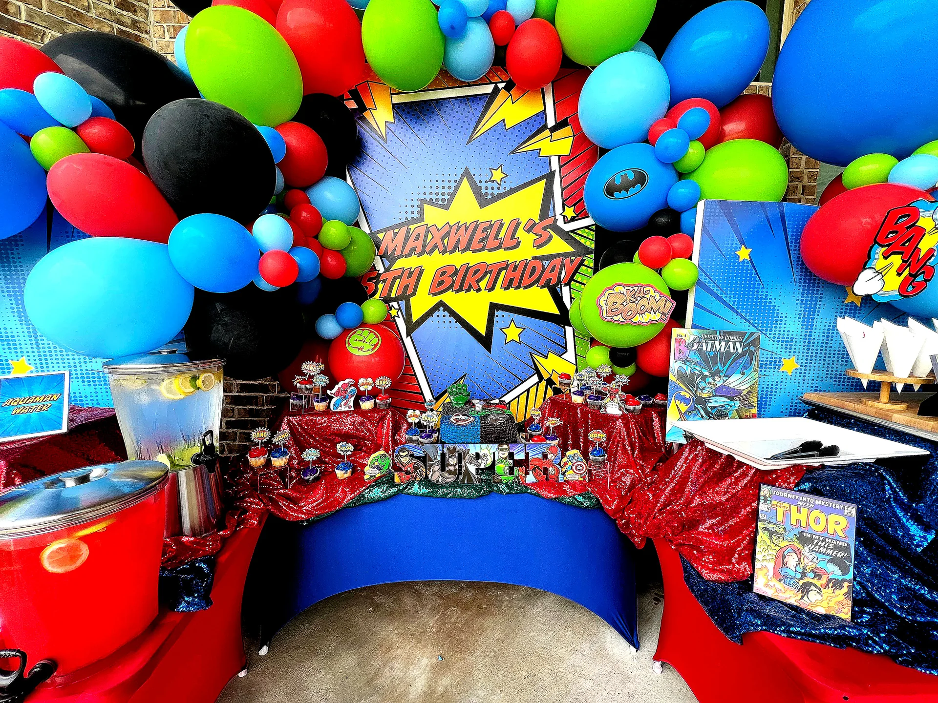 Maxwell’s 5th Superhero Birthday Party: celebration detail 2 from a Poppin Kids 5th birthday in Memorial City