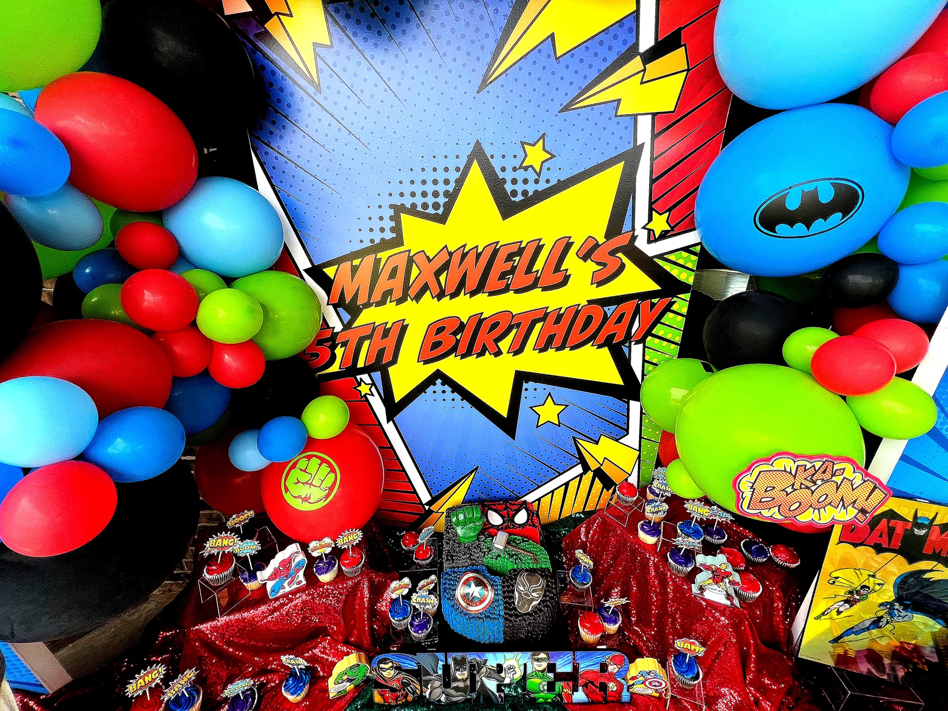 Maxwell’s 5th Superhero Birthday Party: celebration detail 6 from a Poppin Kids 5th birthday in Memorial City