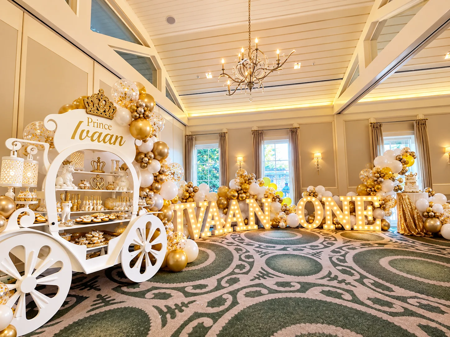 Prince Ivaan’s Royal First Birthday: hero detail from a Poppin Kids first birthday in Houston
