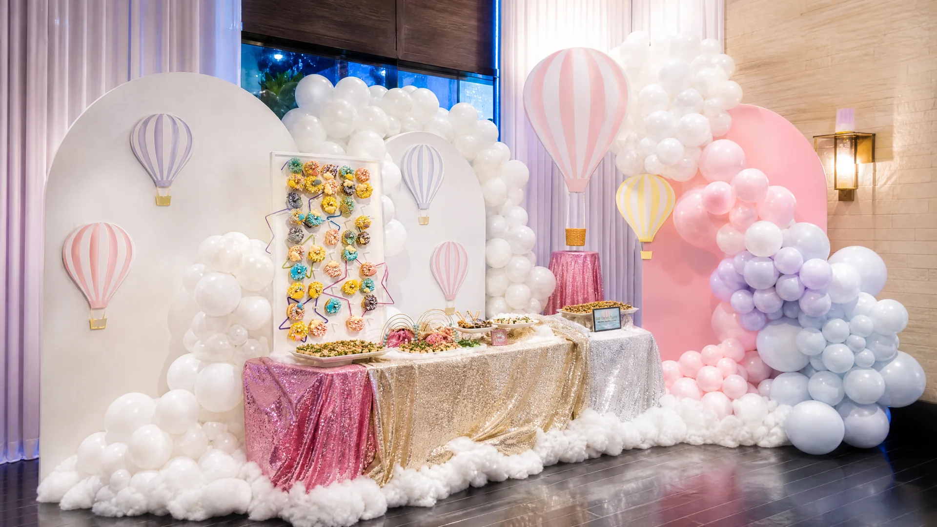Luna Rose’s Hot Air Balloon First Birthday: celebration detail from a Poppin Kids birthday party in Houston